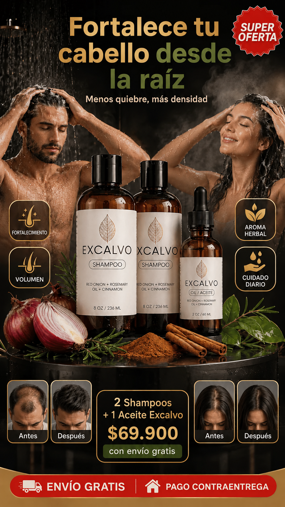 Shampoo Crecimiento Natural Excalvo + Aceite Capilar Excalvo